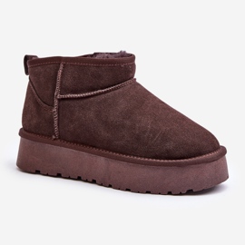 Fashionable Suede Low Snow Boots Brown Nucca 1