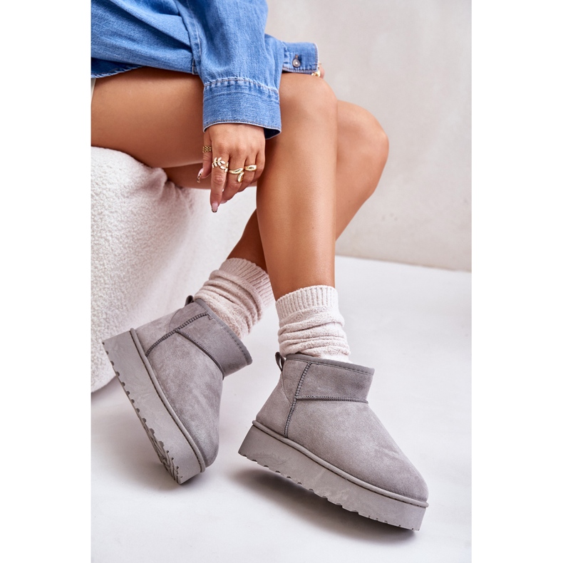 Women's Snow Boots On The Platform Fur-Lined Gray Xamella grey 2