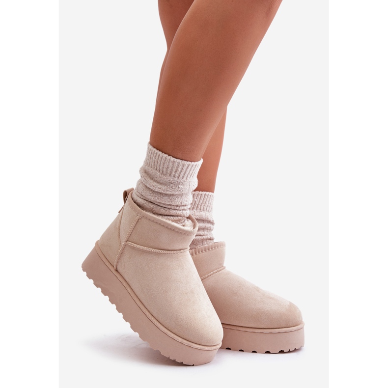 Women's Snow Boots On The Platform Fur-Lined Light Beige Xamella 1