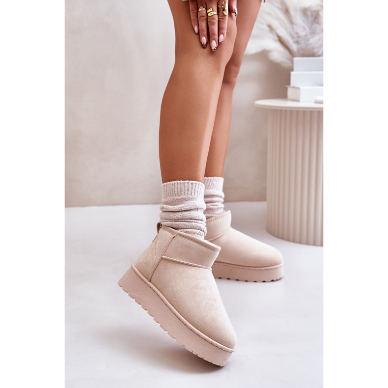 Women's Snow Boots On The Platform Fur-Lined Light Beige Xamella 2