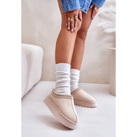 Women's Snow Boots On The Platform Fur-Lined Light Beige Remenia 2
