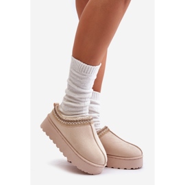 Women's Snow Boots On The Platform Fur-Lined Light Beige Remenia 1