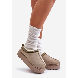 Women's Snow Boots On The Platform Fur-Lined Green Remenia 1