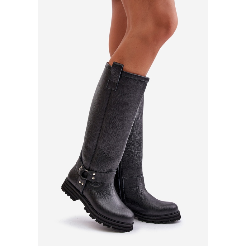 Leather Women's Boots Above the Knee Lewski 3615 Black 1