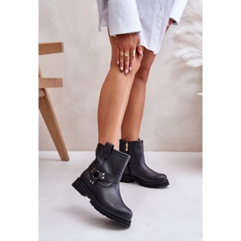 Leather Women's Ankle Boots With Flat Heel Lewski 3610 Black 2