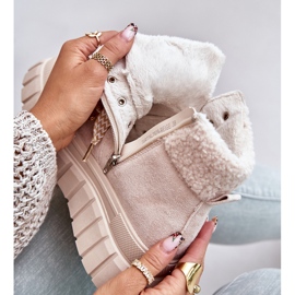 Women's Insulated Ankle Boots Trappers On The Platform Beige Alcyhen 2