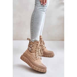 Women's Platform Ankle Boots With Decorative Laces Brown Edidda 2