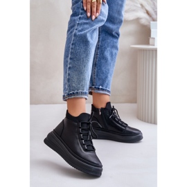 Light Leather Platform Sports Shoes Artiker 55C1041 Black 2