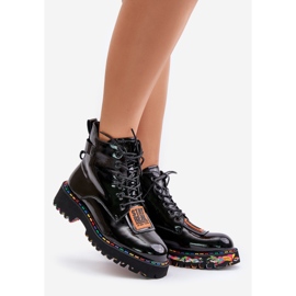 Patent Leather Women's Trapper Boots With Zipper Artiker 55C0517 Black 1