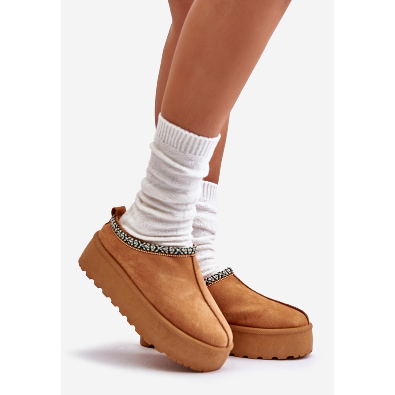 Women's Slippers On Platform With Embroidery Camel Neroma beige 1