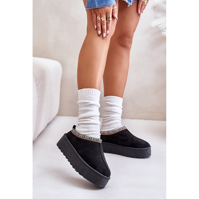 Women's Slippers On Platform With Embroidery Black Neroma 2