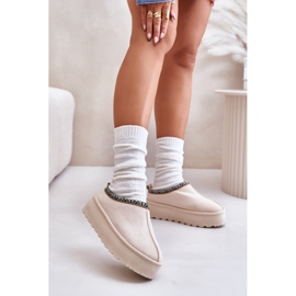 Women's Slippers On Platform With Embroidery Light Beige Neroma 2