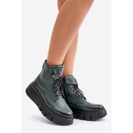 Zazoo 60511 Women's Leather Ankle Boots On The Platform Insulated Dark Green 1 Zazoo 60511 Women's Leather Ankle Boots On The Platform Insulated Dark Green 1