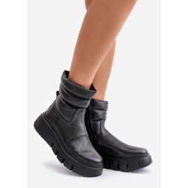 Zazoo 60512 Women's Leather Ankle Boots With Zipper, Insulated With Felt, Black 1