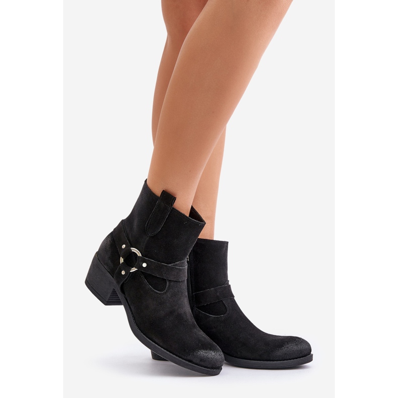 Zazoo 60477 Suede Insulated High Heel Ankle Boots Black 1