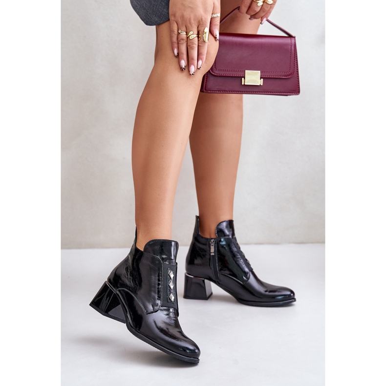 Zazoo 60504 Patent Leather Ankle Boots Insulated Black 2