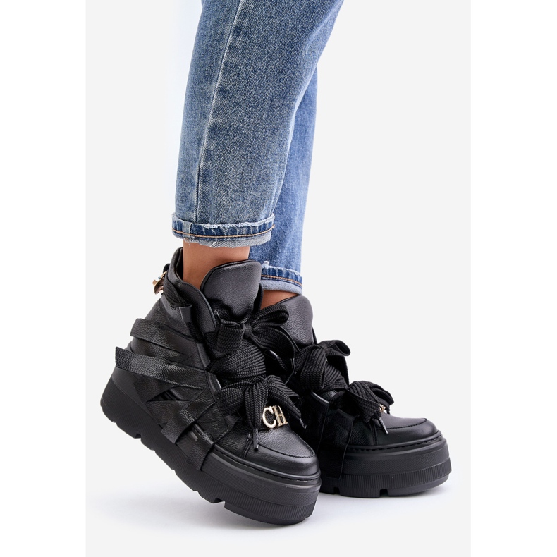 Women's Leather Sneakers On A Massive Platform CheBello 4561 Black 1 Women's Leather Sneakers On A Massive Platform CheBello 4561 Black 1