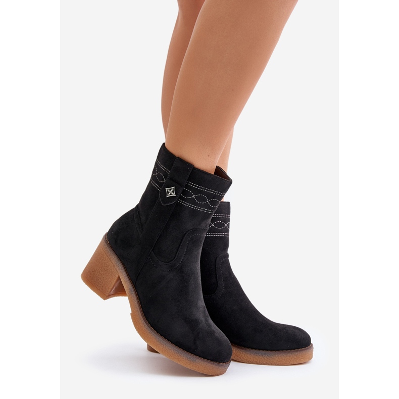 Insulated Women's Ankle Boots With Block Heels Black Vailia 1