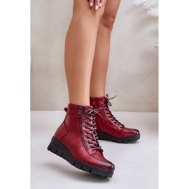 Lightweight Insulated Women's Ankle Boots On A Platform And Wedge Burgundy Savindria red 2