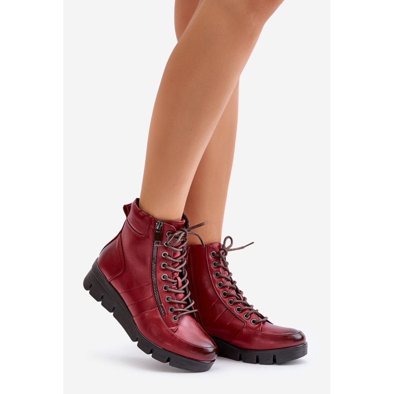 Lightweight Insulated Women's Ankle Boots On A Platform And Wedge Burgundy Savindria red 1