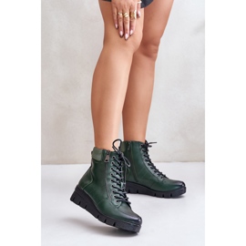 Lightweight Insulated Women's Ankle Boots On A Platform And Wedge Dark Green Savindria 2