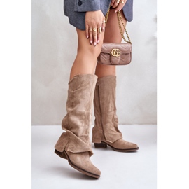 Women's Boots Low Heel With Rolled-Up Shaft Beige Stinova 2