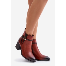 Jezzi Women's Ankle Boots With Heels, Warm, With Strap, Brown Zinithia 1