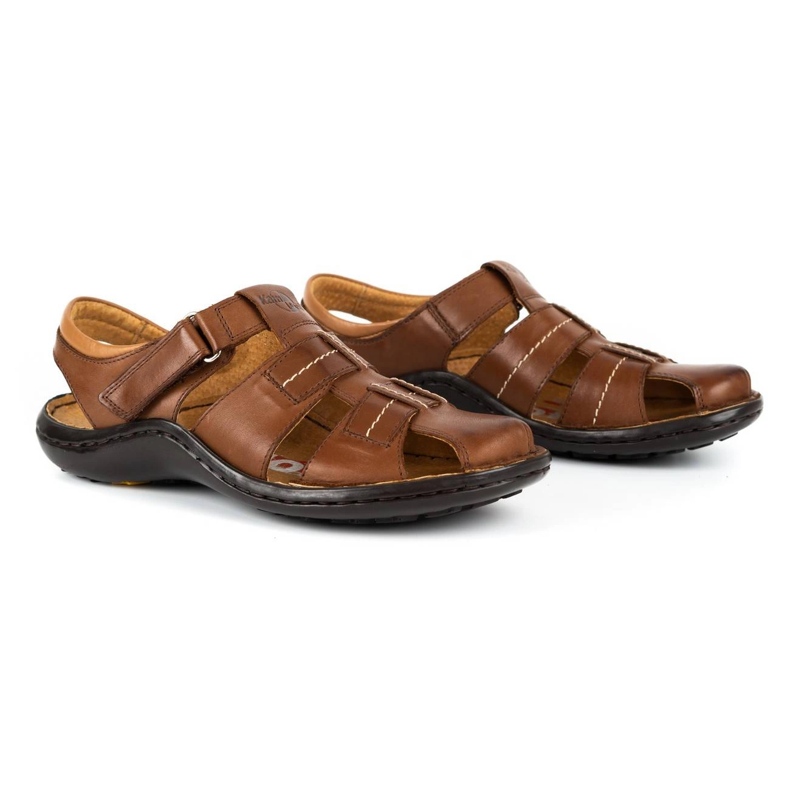 Kampol Men's leather sandals 220KAM brown 3