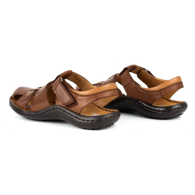 Kampol Men's leather sandals 220KAM brown 5