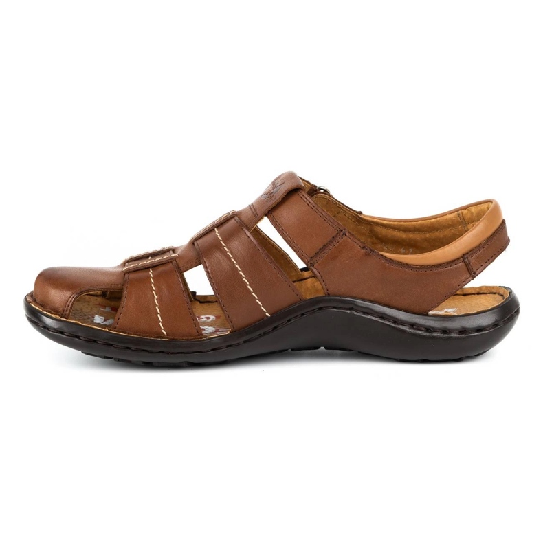 Kampol Men's leather sandals 220KAM brown 1