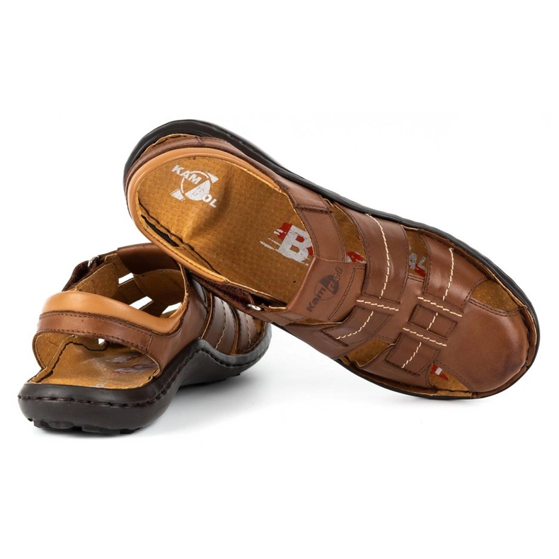 Kampol Men's leather sandals 220KAM brown 4
