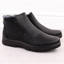 Men's insulated ankle boots with zipper, black Unisoft 8005 1
