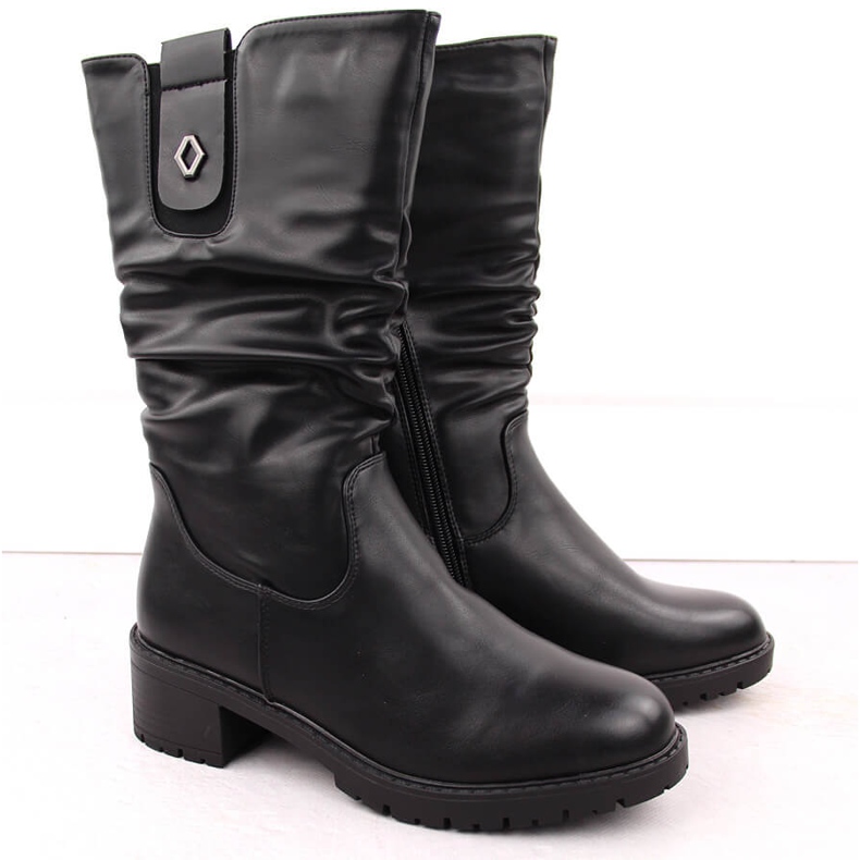 Women's high ankle boots on the block black Unisoft 7993 1