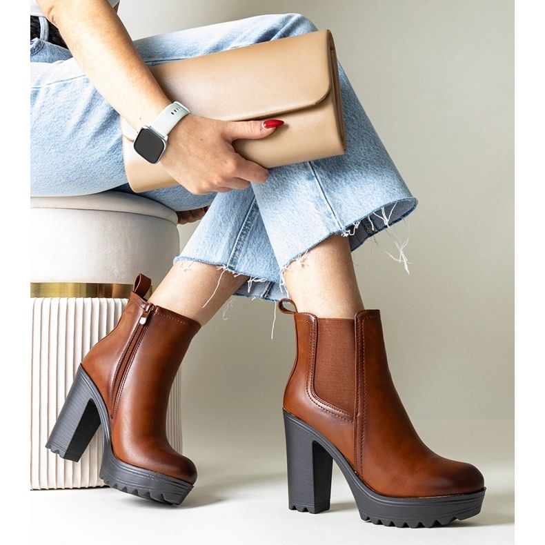 Maladi Brown High Heel Ankle Boots 1