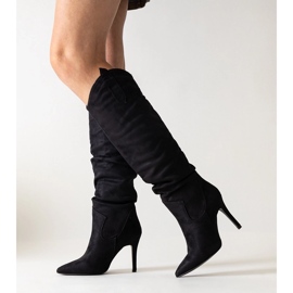 Black Aine ruffled stiletto boots 1 Black Aine ruffled stiletto boots 1
