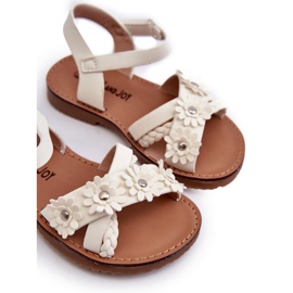 Girls' sandals fastened with Velcro with white flowers 1