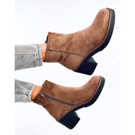 Eliza Khaki Suede Wide Heel Ankle Boots beige 1