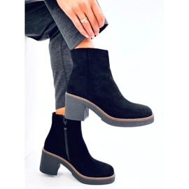 Eliza Black Suede Wide Heel Ankle Boots 2