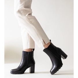 Black ankle boots with a block heel made of eco-leather Zinah 1