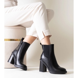 Black ankle boots with a block heel made of faux leather Almase 1