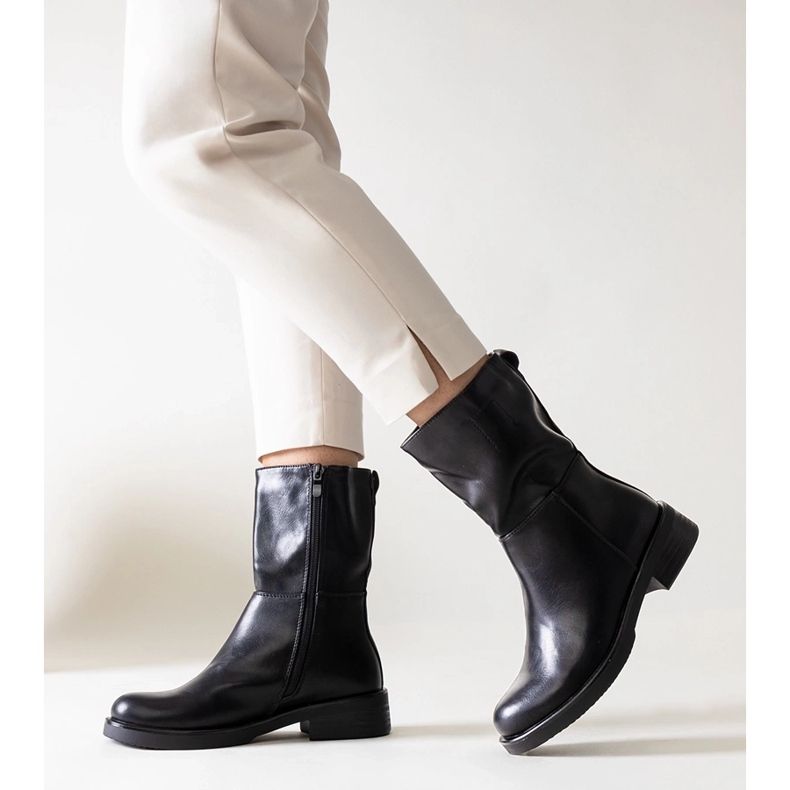 Black classic boots made of eco-leather Atiena 1