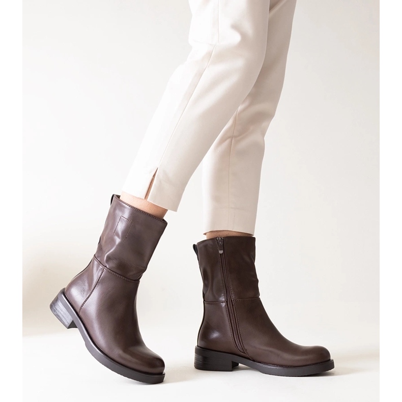 Brown classic boots made of eco-leather Atiena 1