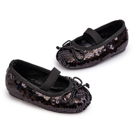 Girls' ballerinas decorated with sequins and a black bow 4 Girls' ballerinas decorated with sequins and a black bow 4