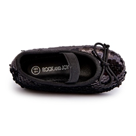 Girls' ballerinas decorated with sequins and a black bow 1 Girls' ballerinas decorated with sequins and a black bow 1