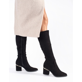 Women's black suede boots on the post 1