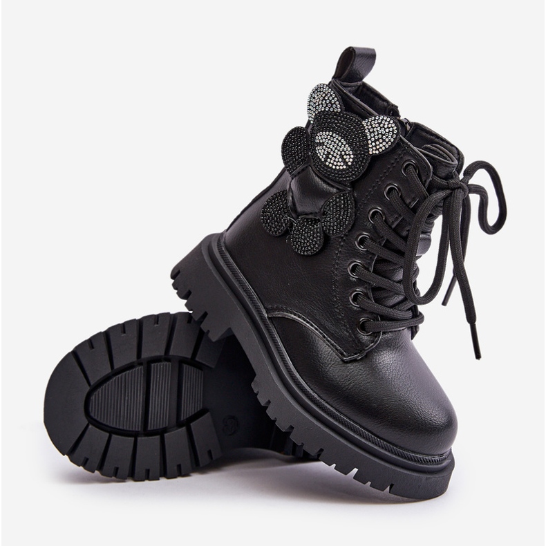 Insulated Girls' Ankle Boots With Teddy Bear With Zipper Black Relobia 2