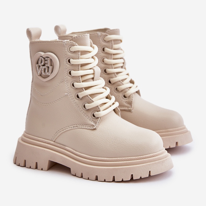 Girls' Boots Fur Lined With Zipper Beige Evaliraea 1