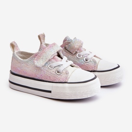 Velcro Baby Sneakers With Sequins Pink/Multicolor Caloma 1