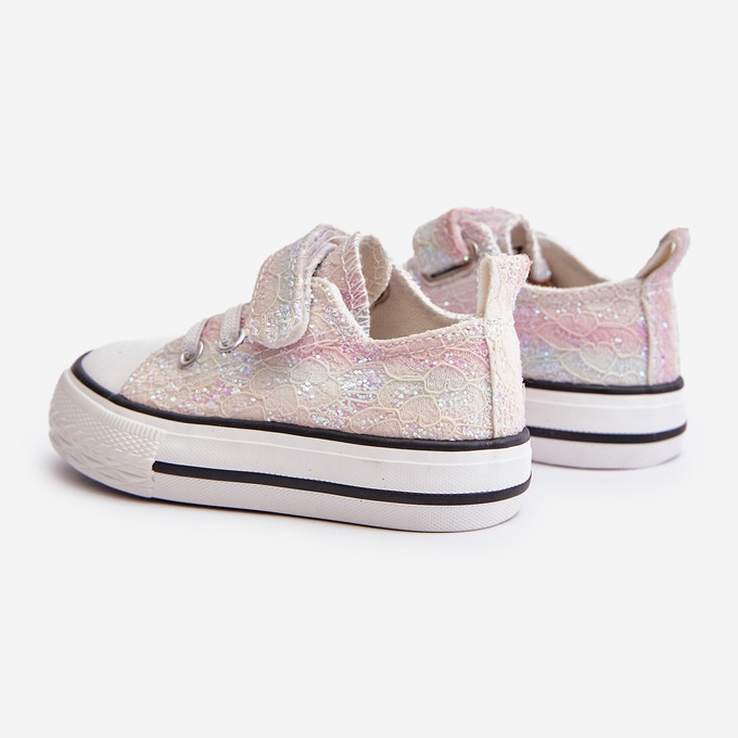 Velcro Baby Sneakers With Sequins Pink/Multicolor Caloma 2