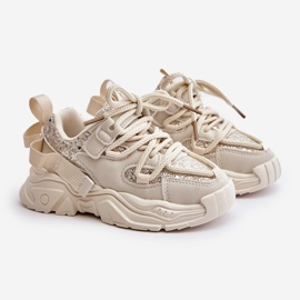 Children's Sneakers Decorated with Sequins Beige Liatoma 1